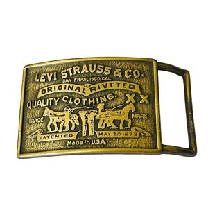 Vintage Levi Stauss & Co. Brass Metal Belt Buckle
